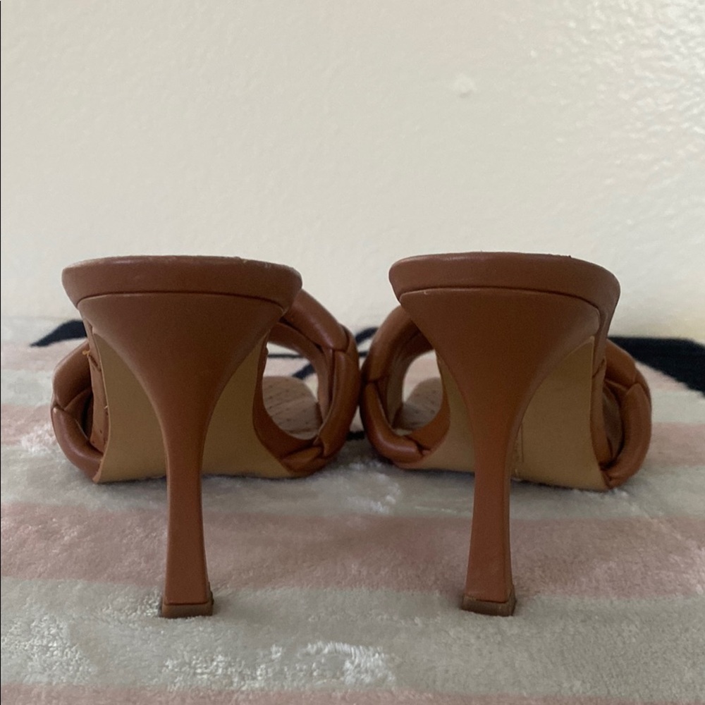 Vince Camuto Tan Woven Heeled Mules - Picture 4 of 5